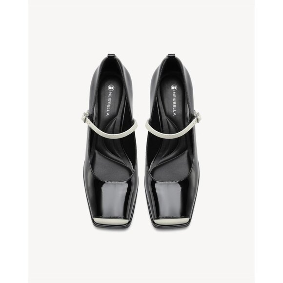 🆕Women's Black Mary Jane Pumps - Low Block Heel, Square Toe, Adjustable Strap - Picture 5 of 5